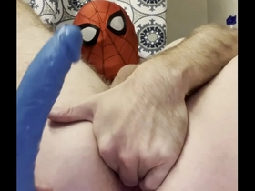 Spidey solo dildo play in shower
