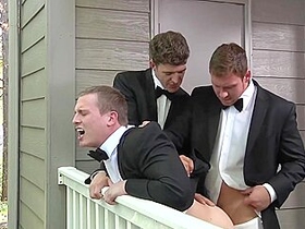 Stunning Outdoor 3some With Passionate Sharp-dressed