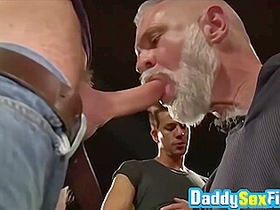 Old Man Have Their Throats Hard Fucked In Orgy