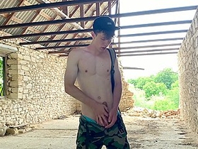 teen 18+ Boy Get Hard His 23 Cm Cock In The Abandoned Building (risky)