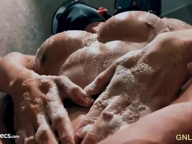 Rubbing those big pecs in the shower?! So hot and sensual!??