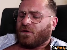 Inexperienced boy's first time gay sex with stepdad